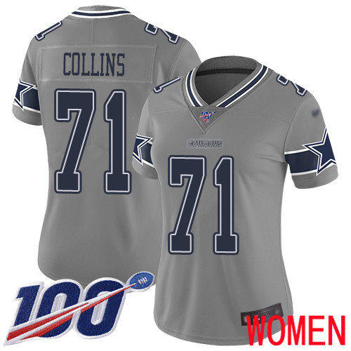 Women Dallas Cowboys Limited Gray La el Collins #71 100th Season Inverted Legend NFL Jersey